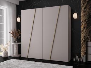 Moderní skříň Grelipt 200 cm, Barva: kašmír / kašmír + zlatá 5903211531866