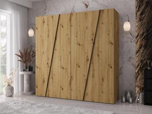 Moderní skříň Grelipt 200 cm, Barva: dub artisan / dub artisan + černá 5903211531859