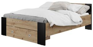 POSTEL, černá, dub artisan Carryhome - Jednolůžkové postele
