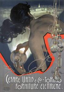 Obrazová reprodukce Cesare Urtis & Co, Torino - Forniture Elettriche', poster, Italian, 1900, Hohenstein, Adolfo