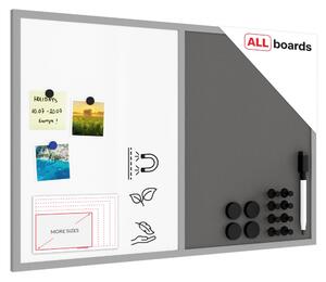 Allboards,Tabule COMBI -šedý korek a magnetická bílá 60x40 s šedým lakovaným dřevěným rámem,TMK64GREY