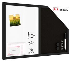 Allboards,Tabule COMBI - černý korek / magnetická bílá 60x40 s černým lakovaným dřevěným rámem,TMK64BK
