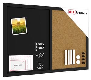 Tabule COMBI - korek a magnetická černá tabule 60x40cm s černým lakovaným dřevěným rámem, TMK64_0001