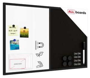 Allboards,Tabule COMBI - černý korek / magnetická bílá 90X60 s černým lakovaným dřevěným rámem,TMK96BK