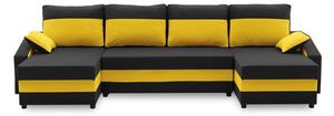 Velká rozkládací sedací souprava SPARTA PLUS color Černá + žlutá
