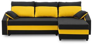 Rohová rozkládací sedací souprava HEWLET PLUS color Černá + žlutá