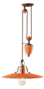Ferroluce Závěsné retro svítidlo COUNTRY s kladkou Ø 40 cm, 1xE27 Barva: Oranžová