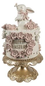 Květinový dort na podstavci s králíčkem Happy Easter - Ø 18*32 cm - Clayre & Eef