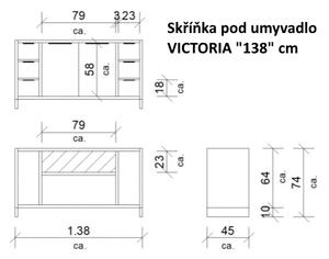 Koupelnový set široká komoda a zrcadlo Victoria divoký dub