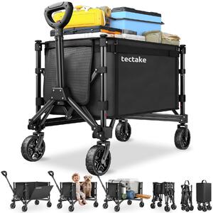 Tectake Skládací vozík SmartRider, profilová kola, teleskopická rukojeť - černá