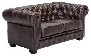 Dvoumístná pohovka z pravé kůže Chesterfield