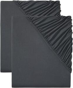 Livarno home Sada žerzejových napínacích prostěradel, 90-100 x 200 cm, tmavě šedá, 2dílná (800009869)