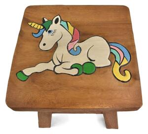 Stolička dřevěná čtverec dekor unicorn