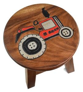 Stolička dřevěná dekor traktor