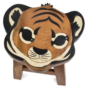 Stolička dřevěná dekor tygr