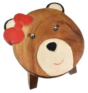Stolička dřevěná dekor medvědí holka