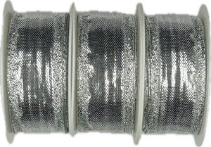 Set 3x Stuha stříbrná lurexová BIRMINGHAM SILVER lesklá 3x (25mm x 2m)