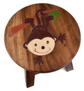 Stolička dřevěná dekor opička