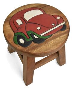 Stolička dřevěná dekor červené auto