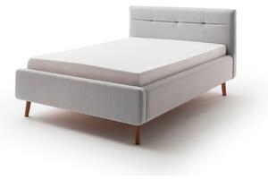 Světle šedá čalouněná dvoulůžková postel s úložným prostorem s roštem 140x200 cm Lotte - Meise Möbel