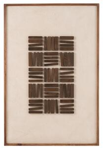 Bílo-hnědý abstraktní obraz J-line Carvan 122 x 82 cm