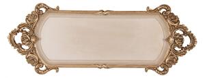 Zlatý barokní tác s růžemi – 34x13x3 cm