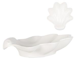 Bílá porcelánová miska ve tvaru mušle – 23x22x6 cm