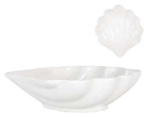 Bílá porcelánová miska ve tvaru mušle – 16x15x4 cm