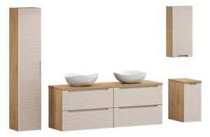 Comad Koupelnová sestava Luxor Beige s deskou, umyvadly a skříňkami 160 cm béžová/dub olejovaný