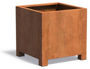 Cortenový květináč na nožkách hranatý 800 x 800 x 800 mm