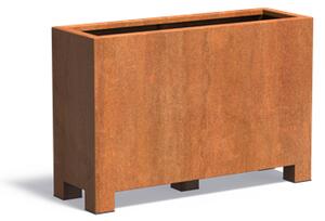 Cortenový květináč na nožkách hranatý 1200 x 400 x 800 mm