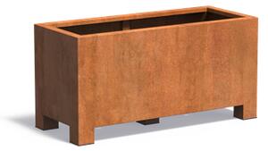 Cortenový květináč na nožkách hranatý 1200 x 500 x 600 mm
