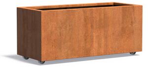 Cortenový květináč na kolečkách hranatý 1200 x 500 x 500 mm