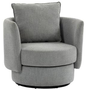 HOMCOM 360° Swivel Lounge Chair with Cushion, Linen-Look Accent Armchair for Bedroom & Living Room, Light Gray | Aosom