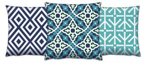 ASIR Sada polštářků MODRÉ VZORY bavlna/polyester 43x43 cm
