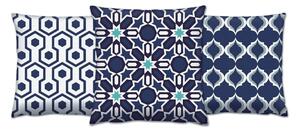 ASIR Dekorační polštářky MODRÁ GEOMETRIE 43 cm bavlna/polyester