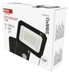 EMOS LED reflektor SIMPO s pohybovým čidlem, 30 W, černý, neutrální bílá ZS2333