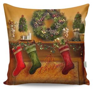 ASIR Dekorační polštář VÁNOČNÍ KRB 43 cm polyester-bavlna