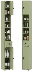 Kleankin Slim Tall Bathroom Cabinet — Narrow Toilet Storage with Drawer & 4 Open Shelves, Ideal for Small Bathrooms & Living Rooms, 20 x 20 x 180 cm (