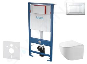 Kielle Set předstěnové instalace, kompaktního klozetu Gaia, sedátka softclose a tlačítka Gemini III, lesklý chrom 30505SS55