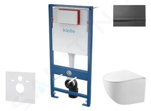 Kielle Set předstěnové instalace, kompaktního klozetu Gaia, sedátka softclose a tlačítka Gemini I, lesklá černá 30505SS60