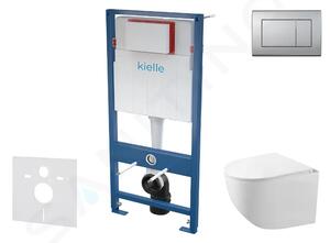 Kielle Set předstěnové instalace, kompaktního klozetu Gaia, sedátka softclose a tlačítka Gemini III, matný chrom 30505SS56