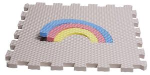 Pěnová hrací podlaha DUHA do dětského pokoje - Krémová s barevnou duhou