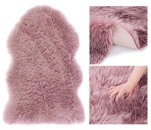 Růžový koberec DOKKA z umělé ovčí kůže 75x150cm