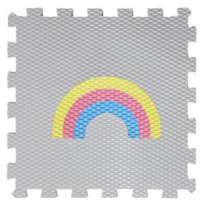 Pěnová hrací podlaha DUHA do dětského pokoje - Tmavě šedá s barevnou duhou
