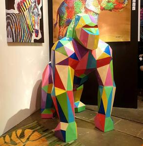 Dekorativní designová socha Gorila 3D XXL různobarevná 128 cm