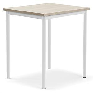 AJ Produkty Stůl SONITUS PLUS, 700x600x760 mm, bílé nohy, HPL deska tlumící hluk, jasan