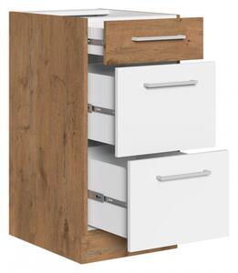 Spodní kuchyňská skříňka se zásuvkami Woodline 40 D 3S BB, Barva: Dub lancelot / matera 5902928847703