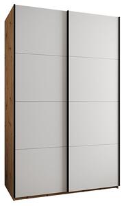 Šatní skříň LUX 1 s posuvnými dveřmi, 150×245,5×64 Dub Artisan / bílá / černé