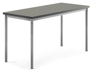 AJ Produkty Stůl SONITUS, 1400x600x720 mm, stříbrné nohy, deska s linoleem, tmavě šedá